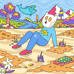 Cat nature illustration