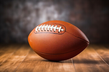 American football in blurred dark background 3d rendering..