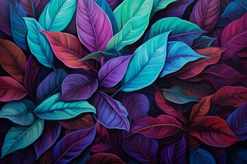 Fototapeta na wymiar Enchanting Dance of Purple & Blue Leaves: A Symphony of Nature's Beauty Generative AI