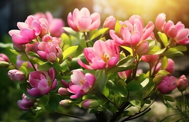 Obraz premium Stunning Close-Up: Apple Blossom Buds Captured in Unveiling Beauty Generative AI