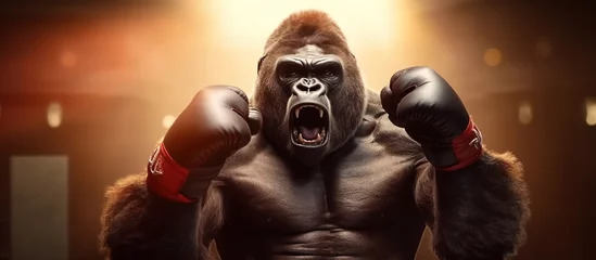 Foto op Canvas boxing mascot gorilla vector art illustration design © dheograft