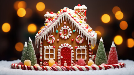 Gingerbread House with Candy Decorations