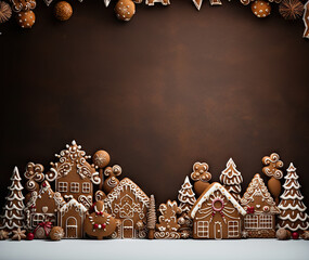 Gingerbread House Border with Space for Greetings