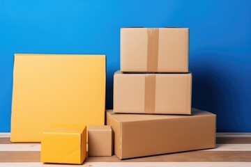 cardboard boxes mockup. Various cardboard boxes for shipping. Cardboard boxes prepared for shipping