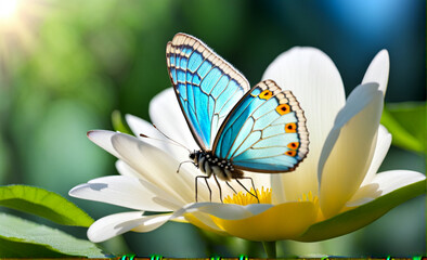 Fototapeta na wymiar white butterfly on a flower