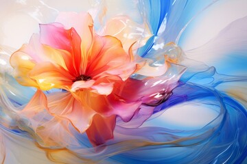Explore the Hidden Beauty: Vibrant Floral Extravaganza with Intriguing Square Detailing! Generative AI