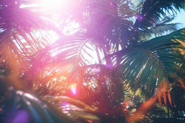 Vibrant Tropical Oasis: Unveiling the Beauty of Colorful Palm Leaves Generative AI