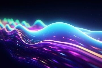 Fototapeta premium abstract futuristic background with pink blue glowing neon moving high speed wave lines and bokeh lights. Data transfer concept Fantastic wallpaper