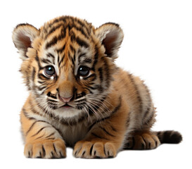 Cute Tiger isolated cutout on transparent background.