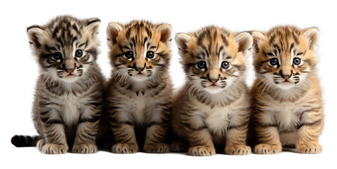 Cute Tiger group isolated cutout on transparent background.  