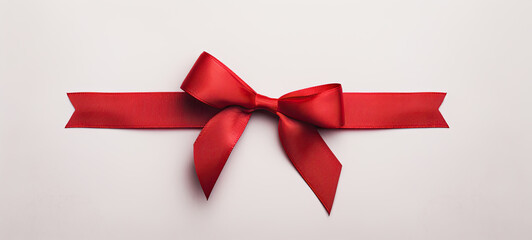 Satin red bow on white background banner ad 