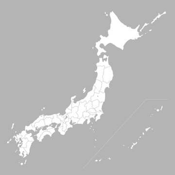 都道府県ごとでバラバラに別れる日本の白地図