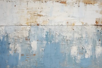 Obraz premium Unraveling the Mystique: The Timeless Charm of a Weathered Blue and White Wall Generative AI