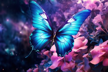 Stunning Captivation: A Lone Butterfly's Vibrant Journey Among Blooming Colors Generative AI