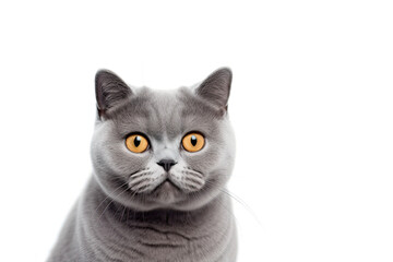 Close up cute british shorthair on isolated transparant background