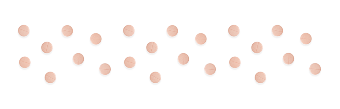 Set of round pink pills  isolated on transparent background. Png. Border. Medical, pharmacy and healthcare concept.