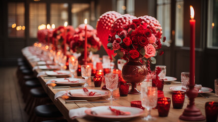 Fototapeta na wymiar Valentine's Day celebrations with friends such as group dinners 