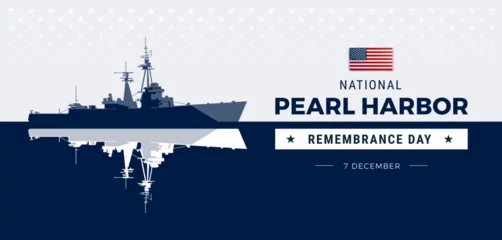 Foto op Plexiglas Pearl Harbor Remembrance Day background with USA flag  - Best for Pearl Harbor banners, posters, cards - vector illustration  © forestgraphic