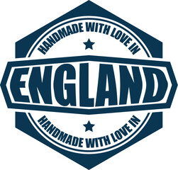 Handmade with love in England. Vector Label.