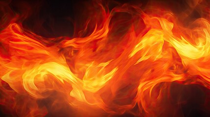 Fototapeta premium Professional Photo of a Fire Creating Some Waves in the Middle of a Black Room. Macro of a Fiery Dark Room.