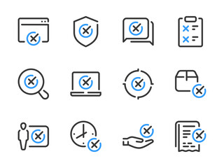 Cancellation and Rejection vector line icons. Cross, Delete, Remove, Cancel and Reject outline icon set.