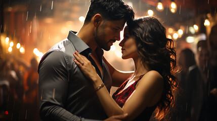 Man and woman in salsa dance.