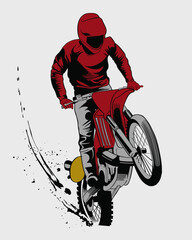 Adrenaline Rush Jumping Motocross Rider in an Action-Packed line art Illustration