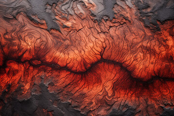 a magma texture over the wooden table top, top-view