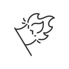 The flag is flying, linear icon, protest. Line with editable stroke