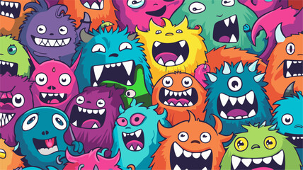 Doodle of Colorful Cute Monster. Vector Illustration Art	