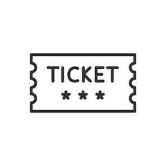 Ticket, linear icon. Line with editable stroke