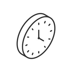 Clock isometric style, linear icon. Line with editable stroke