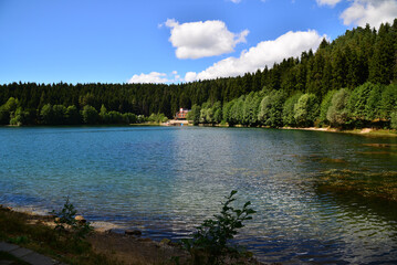 Naklejka premium Black Lake, located in Savsat, Artvin, Turkey, is one of the most natural lakes in the country.