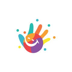 Child hand logo design with cheerful colors