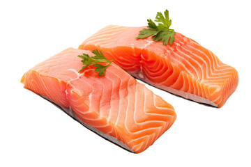 Fresh Salmon Fillets on isolated transparant background