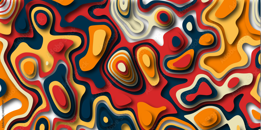 Poster Abstract colorful paper cut background design .Abstract vector seamless pattern with shadows Trendy multicolor contemporary design for prints,flyers,banners,brochures,invitations,covers.