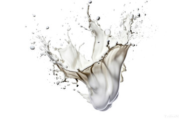 Splash effect of Milk, high speed photography, on plain white background , Generative ai