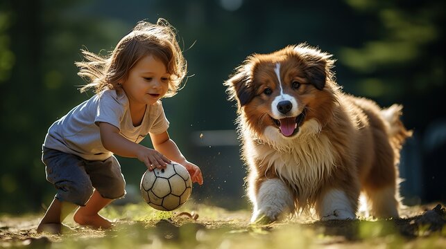 Boy who plays with dog