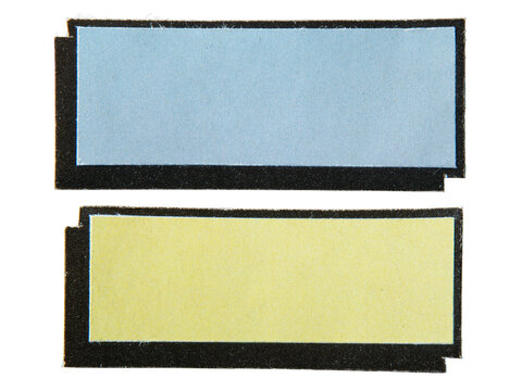 Blue and yellow comic book style text box with halftone effect