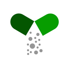 capsule and powder icon vector on white background