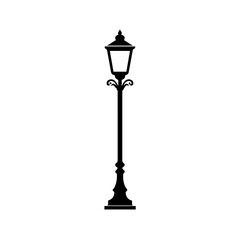Black street Lamp silhouette vector - obrazy, fototapety, plakaty