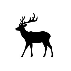 Black deer sitting silhouette vector