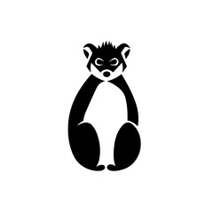 Black lemur sitting silhouette vector © sch_ai