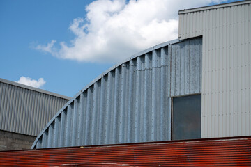 Fototapeta na wymiar A commercial galvanised steel building