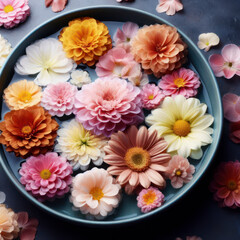 colorful blossoming flowers with gentle petals and pleasant aroma in water. ai generative