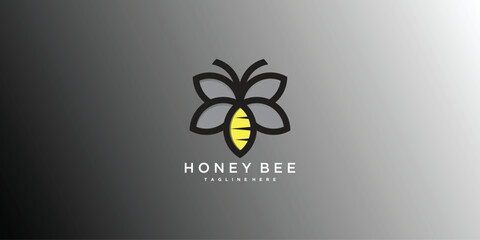 Honey bee logo inspiration. Premium Vector - obrazy, fototapety, plakaty
