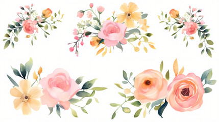 Watercolor floral bouquet collection