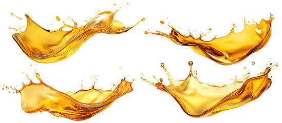 Set of golden oil splashes cut out - obrazy, fototapety, plakaty