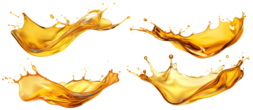 Set of golden oil splashes cut out