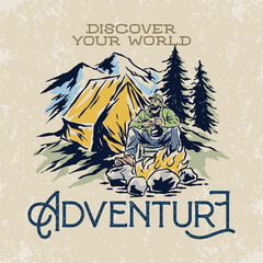 camping vector illustration. outdoor vintage design t-shirt